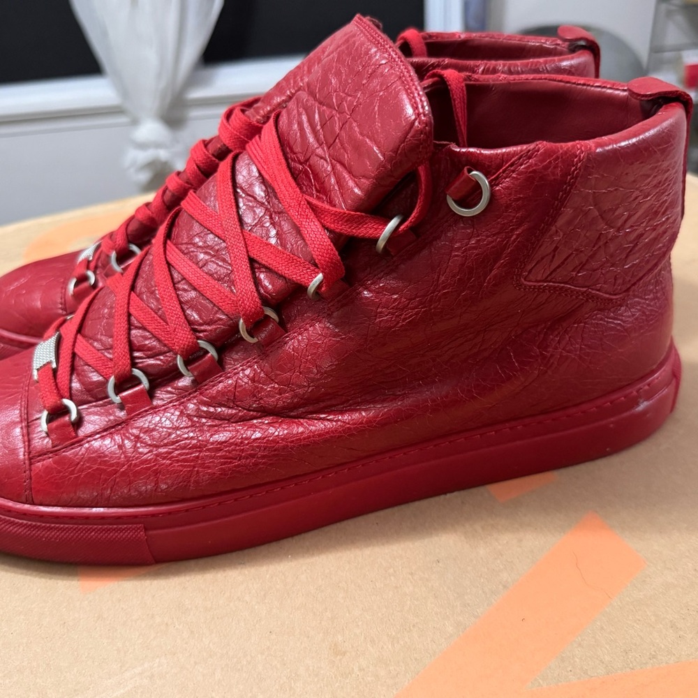 Balenciaga Red High-Top Sneakers - Picture 4 of 16